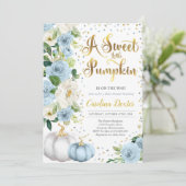 カボチャ赤ちゃんシャワー招待状男の子秋シャワー 招待状 (スタンド正面)