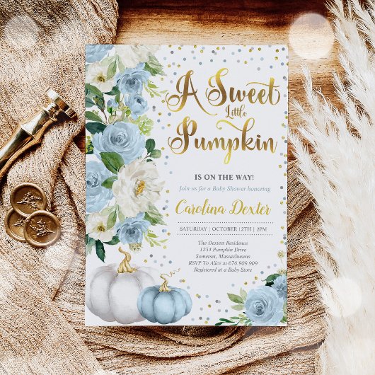 カボチャ赤ちゃんシャワー招待状男の子秋シャワー 招待状