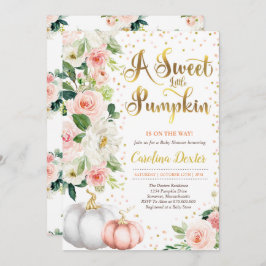 カボチャ赤ちゃんシャワー招待状赤面ピンクと金ゴールド 招待状