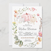 カボチャ赤ちゃんシャワー招待状、ピンクカボチャ招待状 招待状 (正面)