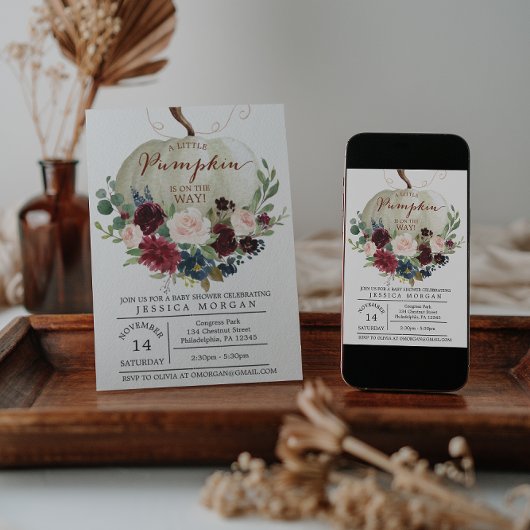 カボチャ赤ちゃんシャワー招待状-秋赤ちゃんシャワー 招待状