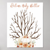 カボチャ赤ちゃんシャワー指紋ゲストブックポスター ポスター (正面)