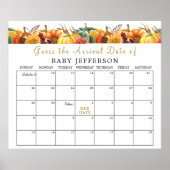 カボチャ赤ちゃんシャワー推定期日カレンダー ポスター (正面)