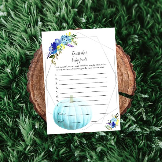 カボチャ赤ちゃんシャワー推測ベビー食品 |青 招待状