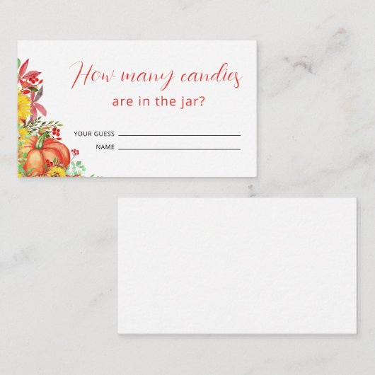 カボチャ赤ちゃんシャワー数を推測 エンクロージャーカード (正面/裏面)