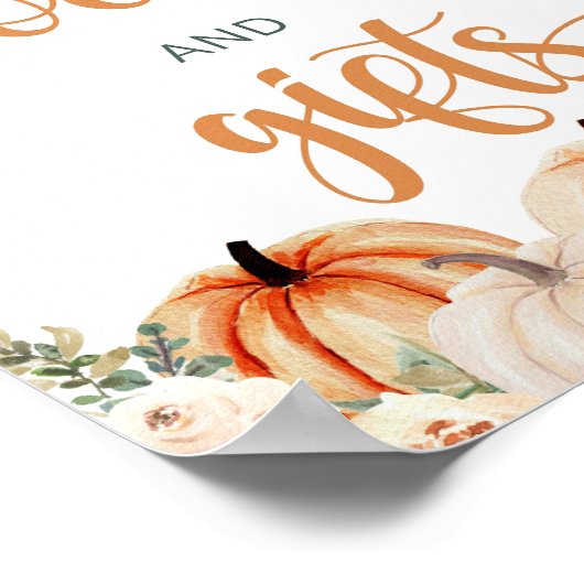 カボチャ赤ちゃんシャワー本とギフトサイン ポスター (角)