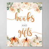 カボチャ赤ちゃんシャワー本とギフトサイン ポスター (正面)