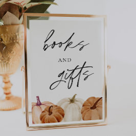 カボチャ赤ちゃんシャワー本とギフトサイン ポスター