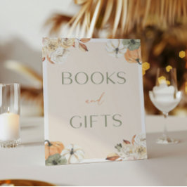 カボチャ赤ちゃんシャワー本とギフトサイン ポスター