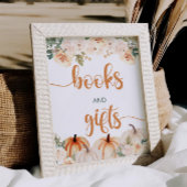 カボチャ赤ちゃんシャワー本とギフトサイン ポスター