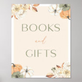 カボチャ赤ちゃんシャワー本とギフトサイン ポスター (正面)