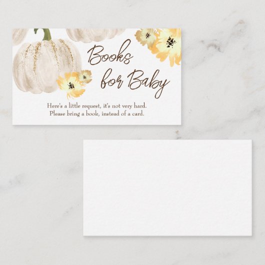 カボチャ赤ちゃんシャワー本のベビー依頼 エンクロージャーカード (正面/裏面)
