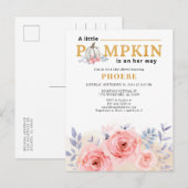 カボチャ赤ちゃんシャワー水カラー薄紫ピンクローズ インビテーションポストカード (正面/裏面)