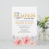 カボチャ赤ちゃんシャワー水カラー薄紫ピンクローズ 便箋 (スタンド正面)