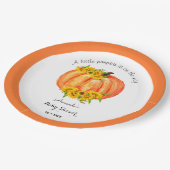 カボチャ赤ちゃんシャワー秋オレンジホワイト ペーパープレート (アングル)