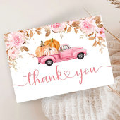 カボチャ赤ちゃんシャワー秋ピンクトラックありがとう エンクロージャーカード