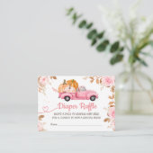 カボチャ赤ちゃんシャワー秋ピンクトラックおむつラッフル エンクロージャーカード (スタンド正面)