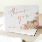 カボチャ赤ちゃんシャワー秋ピンクフローラ サンキューカード