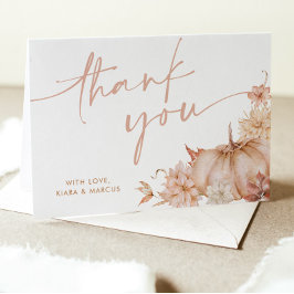 カボチャ赤ちゃんシャワー秋ピンクフローラ サンキューカード