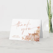 カボチャ赤ちゃんシャワー秋ピンクフローラ サンキューカード (正面)