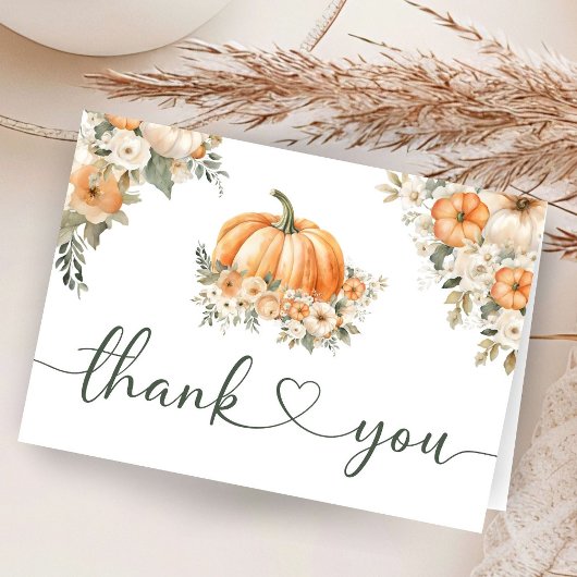 カボチャ赤ちゃんシャワー秋秋折り畳み感謝 サンキューカード