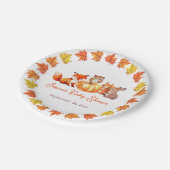 カボチャ赤ちゃんシャワー紅葉かわいいキツネバニーフクロウ ペーパープレート (アングル)