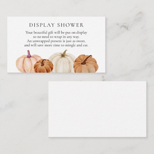 カボチャ赤ちゃんシャワー表示シャワーインサートカード エンクロージャーカード (正面/裏面)