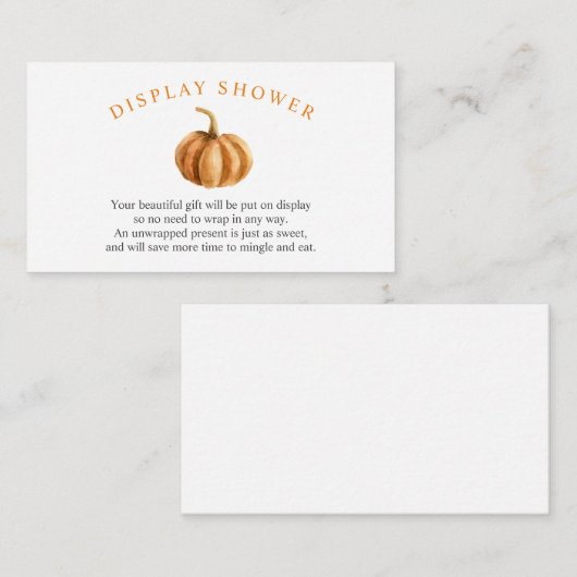 カボチャ赤ちゃんシャワー表示シャワーインサートカード エンクロージャーカード (正面/裏面)