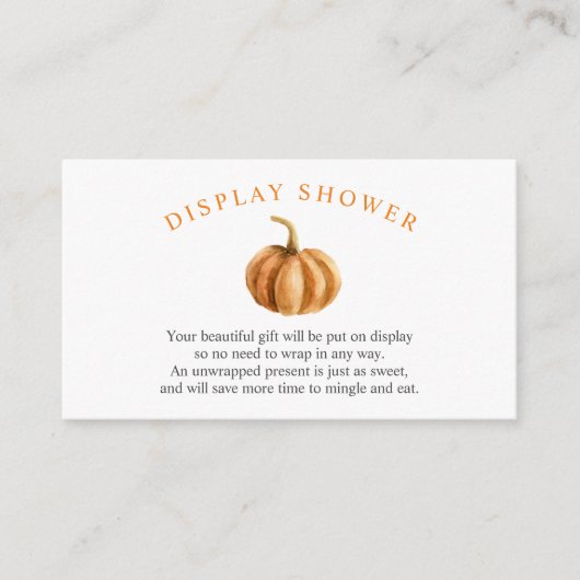 カボチャ赤ちゃんシャワー表示シャワーインサートカード エンクロージャーカード (正面)