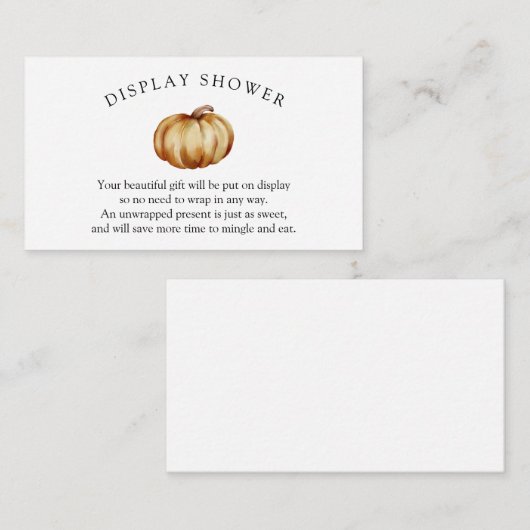 カボチャ赤ちゃんシャワー表示シャワー エンクロージャーカード (正面/裏面)