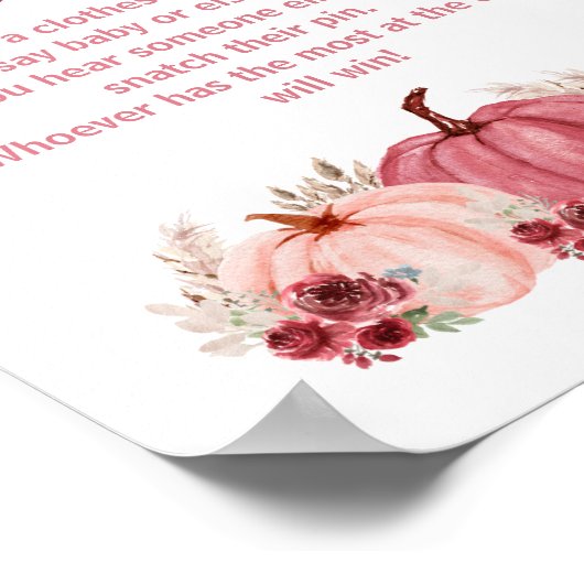 カボチャ赤ちゃんシャワー言わないベビーゲームサイン ポスター (角)