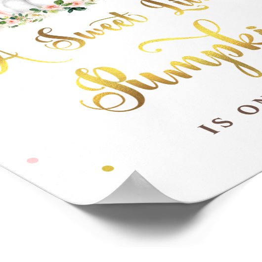 カボチャ赤ちゃんシャワー赤面ピンクと金ゴールドパーティー標識 ポスター (角)