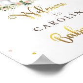 カボチャ赤ちゃんシャワー赤面ピンクと金ゴールド歓迎 ポスター (角)