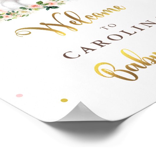 カボチャ赤ちゃんシャワー赤面ピンクと金ゴールド歓迎 ポスター (角)