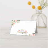 カボチャ赤ちゃんシャワー赤面ピンクと金ゴールド プレイスカード (正面)