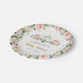 カボチャ赤ちゃんシャワー赤面ピンクと金ゴールド ペーパープレート (アングル)