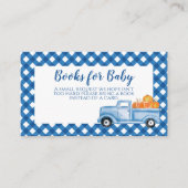 カボチャ赤ちゃんシャワー青トラックの本ベビー エンクロージャーカード (正面)
