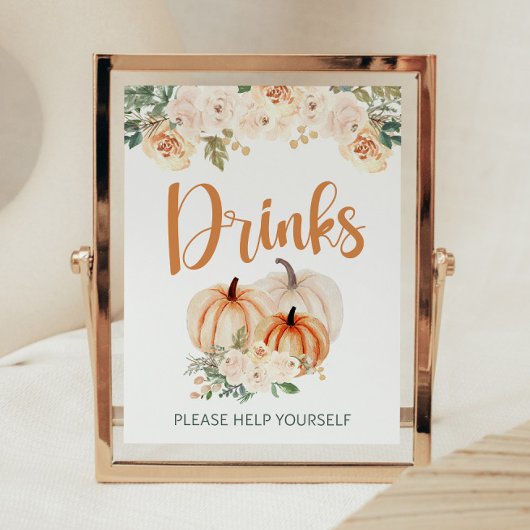 カボチャ赤ちゃんシャワー飲み物看板 ポスター