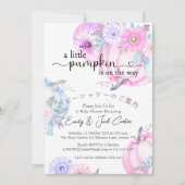 カボチャ赤ちゃん女の子シャワーウォーターカラードリーミーピンク 招待状 (正面)