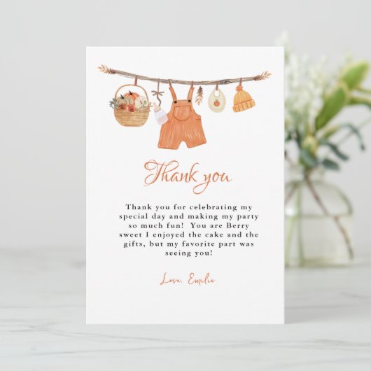 カボチャ赤ちゃん服ベビーシャワーサンキューカード 招待状 (スタンド正面)