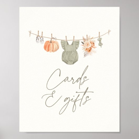 カボチャ赤ちゃん衣赤ちゃんシャワーカードとギフト ポスター (正面)