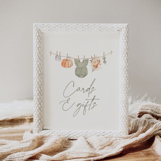 カボチャ赤ちゃん衣赤ちゃんシャワーカードとギフト ポスター