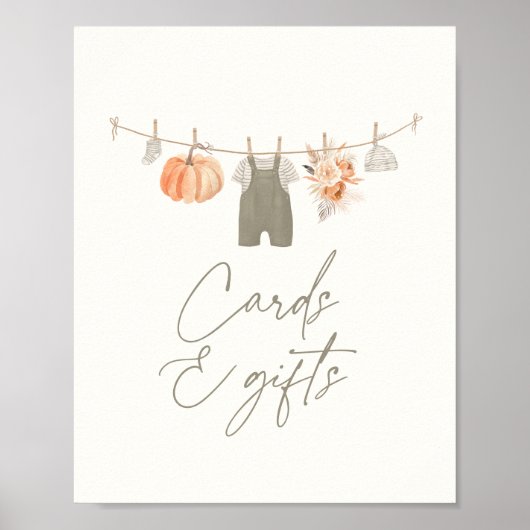 カボチャ赤ちゃん衣赤ちゃんシャワーカードとギフト ポスター (正面)
