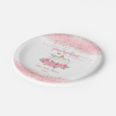 カボチャ赤面ピンク金ゴールドベビーガールシャワーのお気に入り ペーパープレート (アングル)