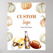 カボチャ足球カップルのシャワーカスタムサインのポスター ポスター (正面)