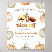 カボチャ足球カップルのシャワー歓迎サイン ポスター (正面)