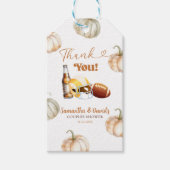 カボチャ足球蹴り出しカップルのシャワーメッセージカード ギフトタグ (正面)