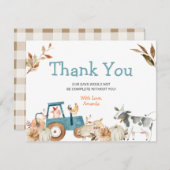 カボチャ農場動物トラクター赤ちゃんシャワーありがとう サンキューカード (正面/裏面)