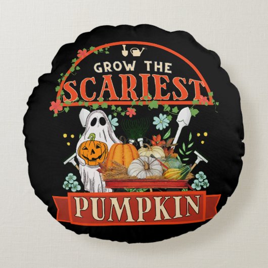 カボチャ農家のハロウィン ラウンドクッション (正面)