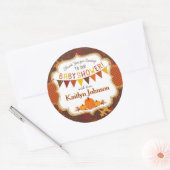 カボチャ金ゴールドグリッター秋オーク葉ベビーシャワー ラウンドシール (封筒)